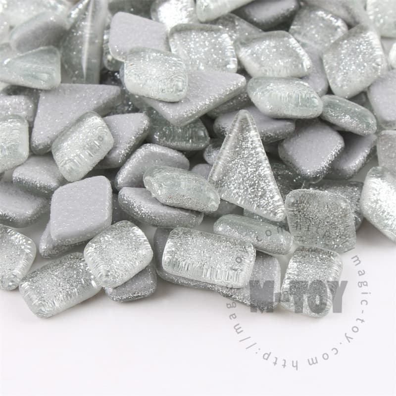 Silver Irregular Shape Glitter Glass Mosaic IR-SPA103