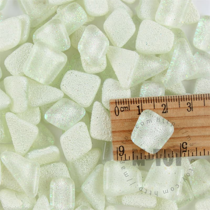 White Irregular Shape Glitter Glass Mosaic IR-SPA100