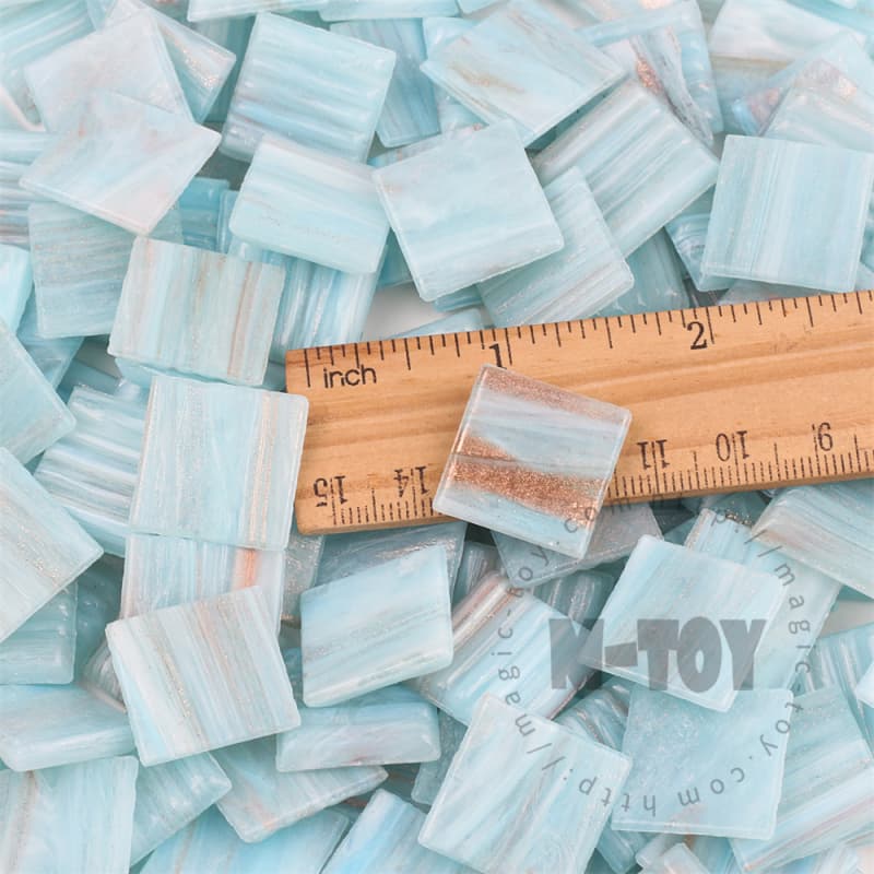 Blue Square Golden Line Hot-melting Glass Mosaic GSM701