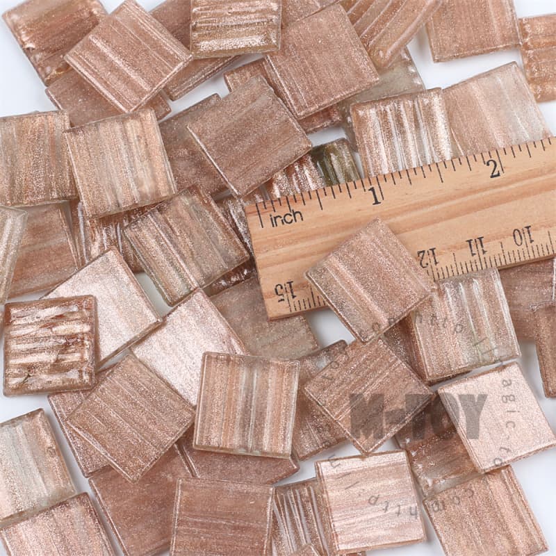 Brown Square Golden Line Hot-melting Glass Mosaic GSM301