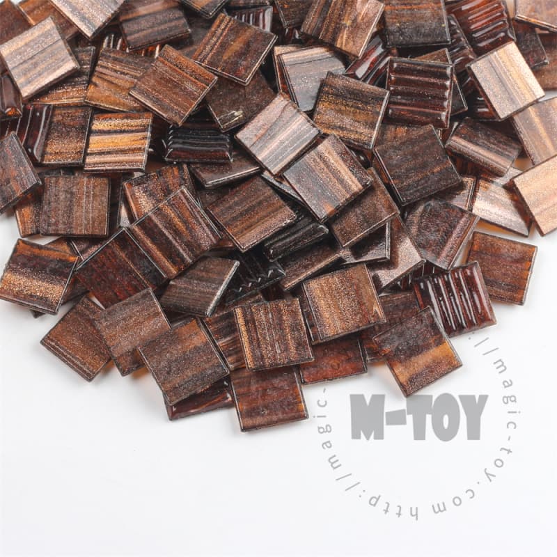 Brown Square Golden Line Hot-melting Glass Mosaic GSM303
