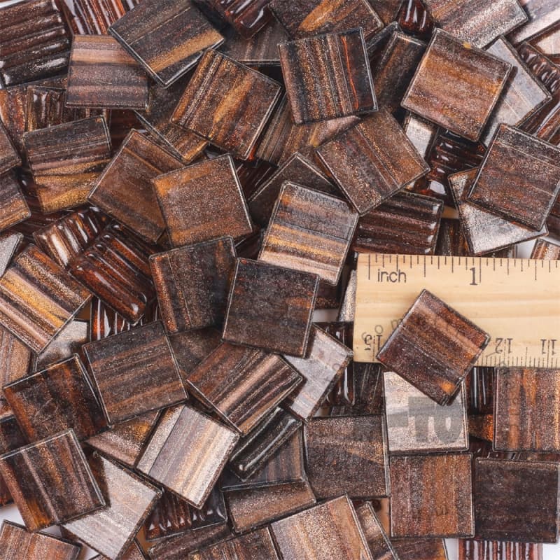 Brown Square Golden Line Hot-melting Glass Mosaic GSM303