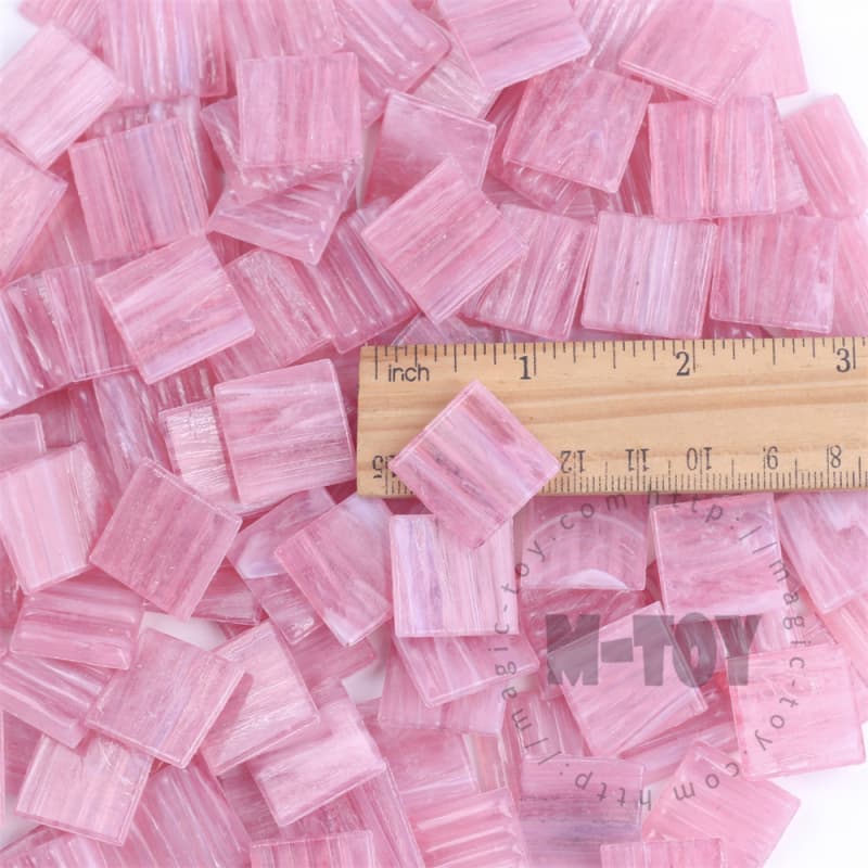 Pink Square Golden Line Hot-melting Glass Mosaic GST401