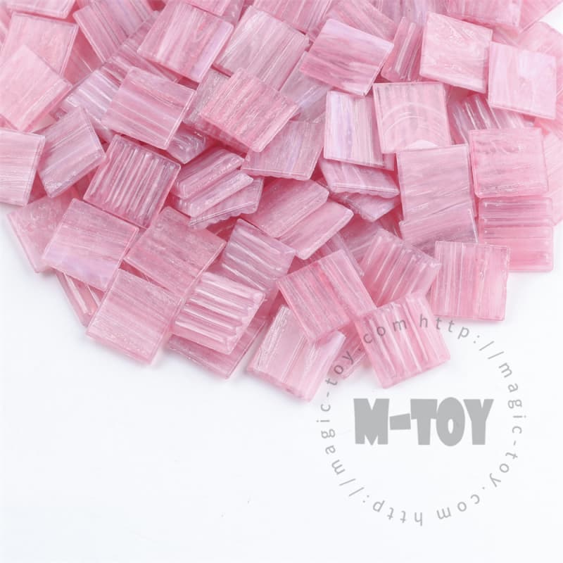 Pink Square Golden Line Hot-melting Glass Mosaic GST401