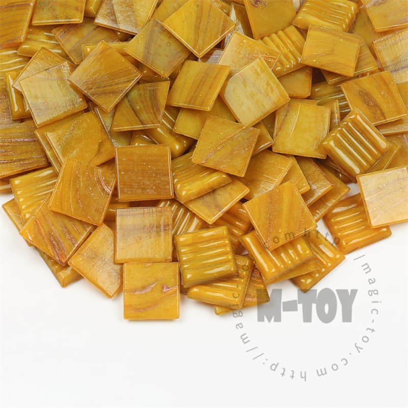 Yellow Square Golden Line Hot-melting Glass Mosaic GSM903