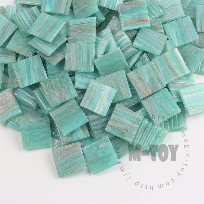 Turquoise Square Golden Line Hot-melting Glass Mosaic GSM608