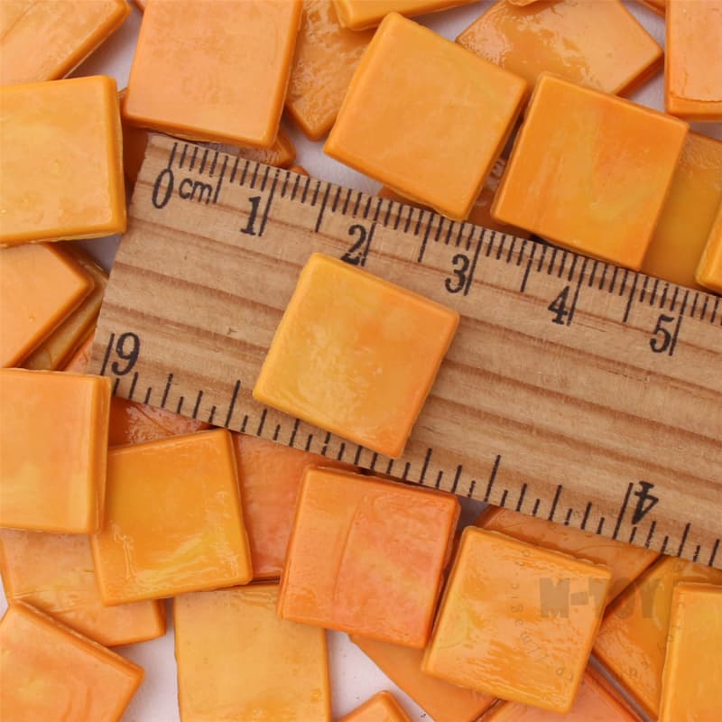 Orange Square Ice Jade Hot-melting Glass Mosaic WSG915