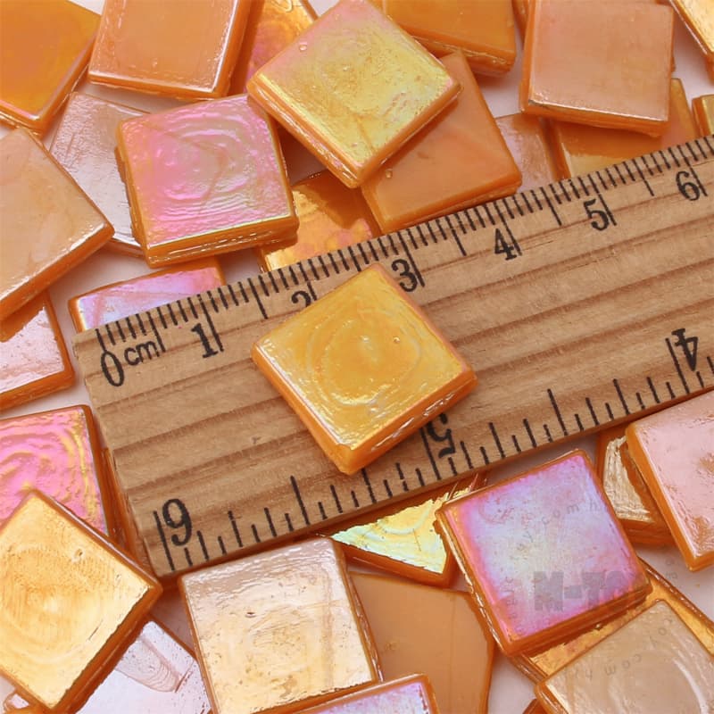Iridescent Orange Square Ice Jade Hot-melting Glass Mosaic WSI918