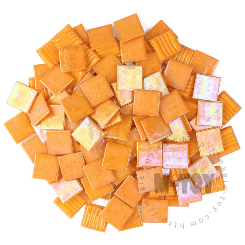 Iridescent Orange Square Hot-melting Glass Mosaic PSI902