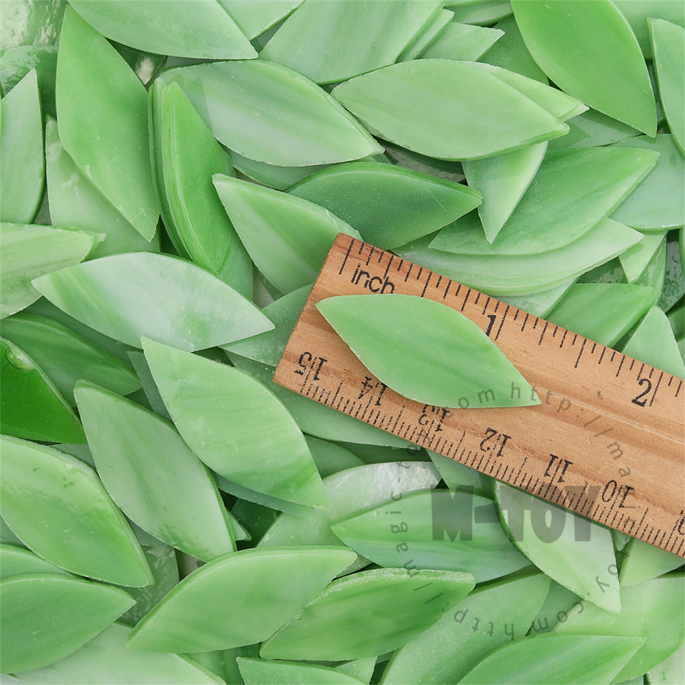 Light Green Leaf Shape Opaque Stained Glass Mosaic 1538OYG607