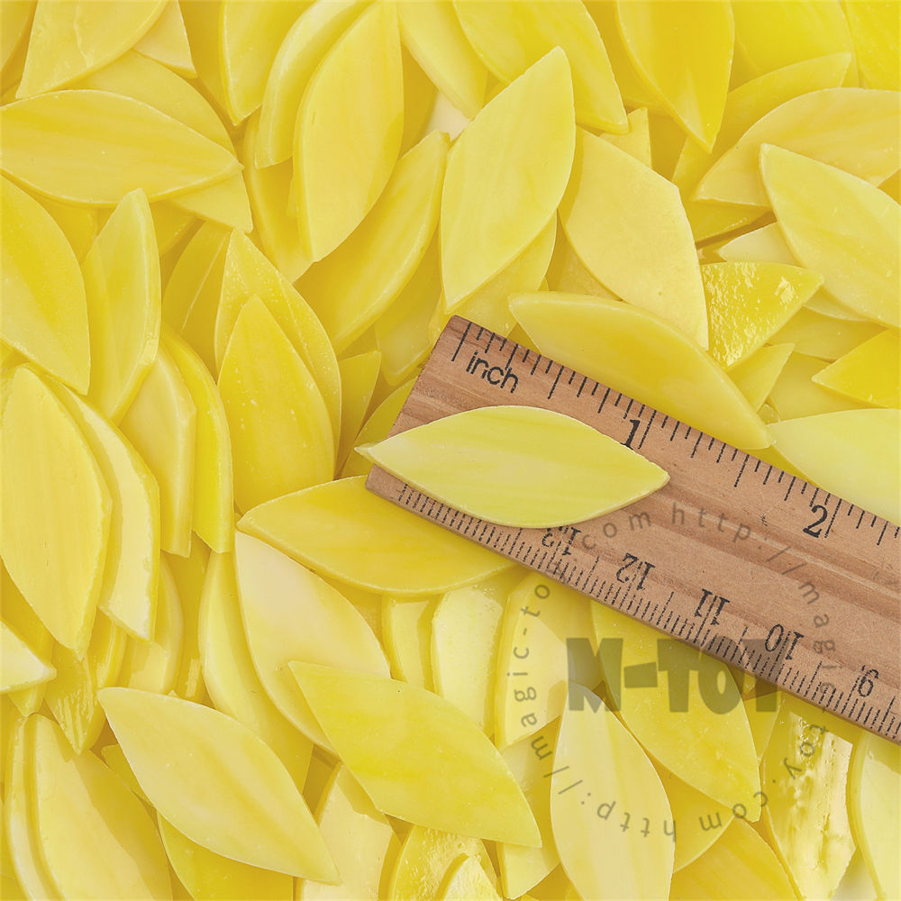 Yellow Leaf Shape Opaque Stained Glass Mosaic 1538OYG907