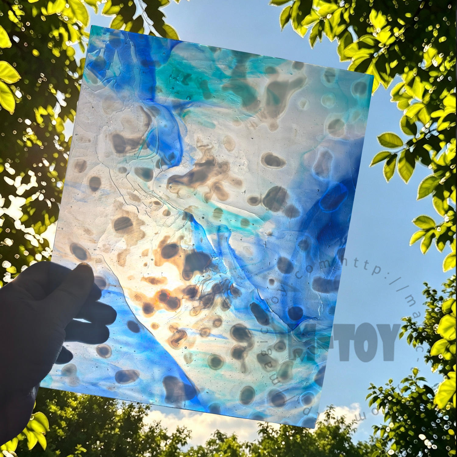 Blue Mottles Stained Glass Sheet 46M32