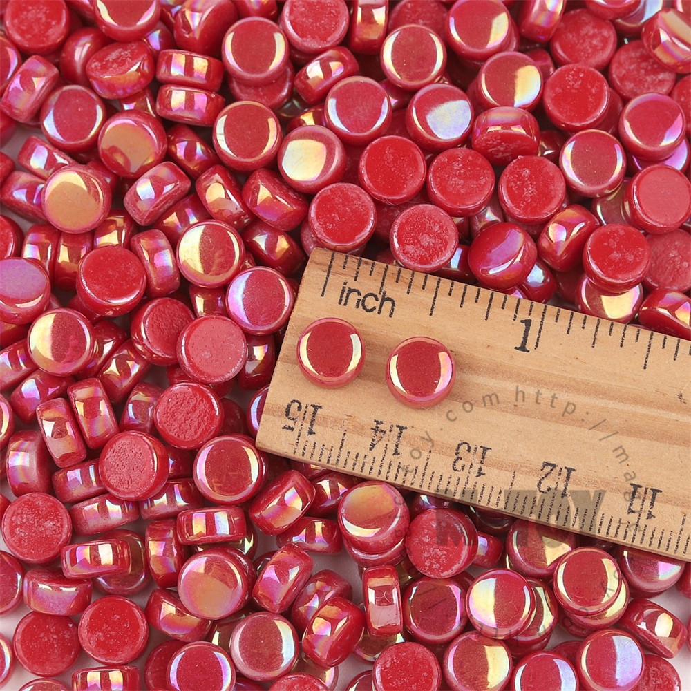 Red Mini Round Glass Mosaic 8SRL16
