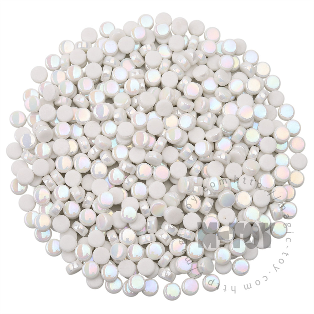 White Mini Round Glass Mosaic 8SRL100