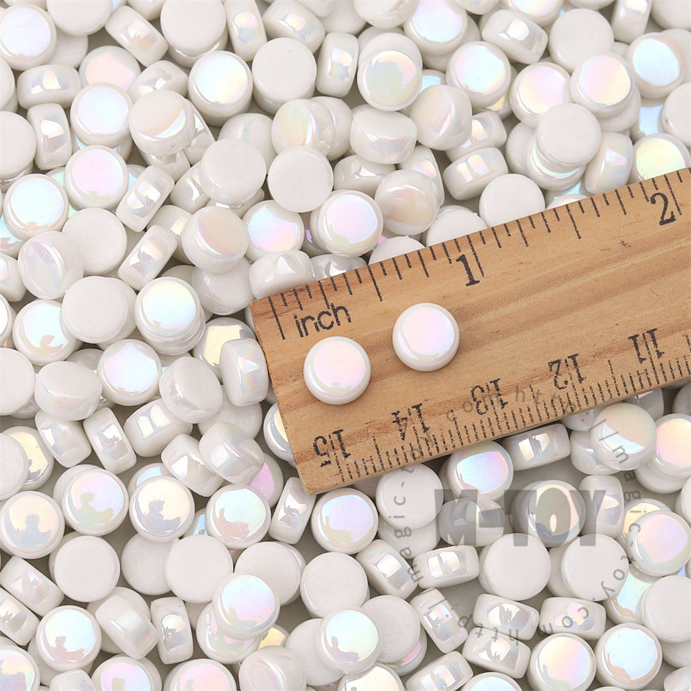 White Mini Round Glass Mosaic 8SRL100
